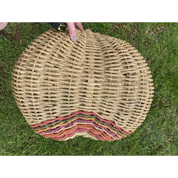 Vintage Buttocks Butt Basket Southwestern Stripe Egg Farm Flower Gathering 20" - Picture 11 of 16
